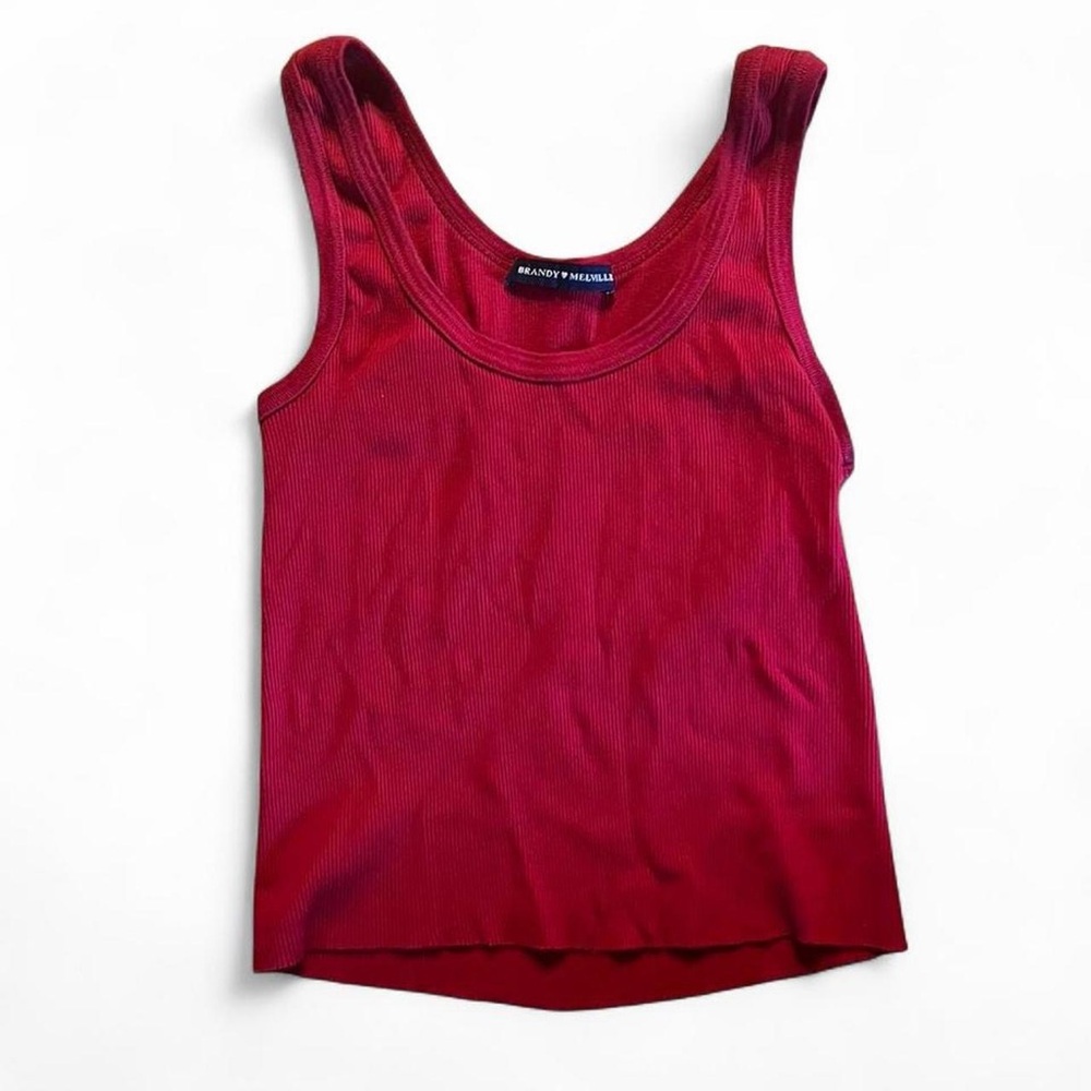 Brandy Melville Red Ribbed Tank Top